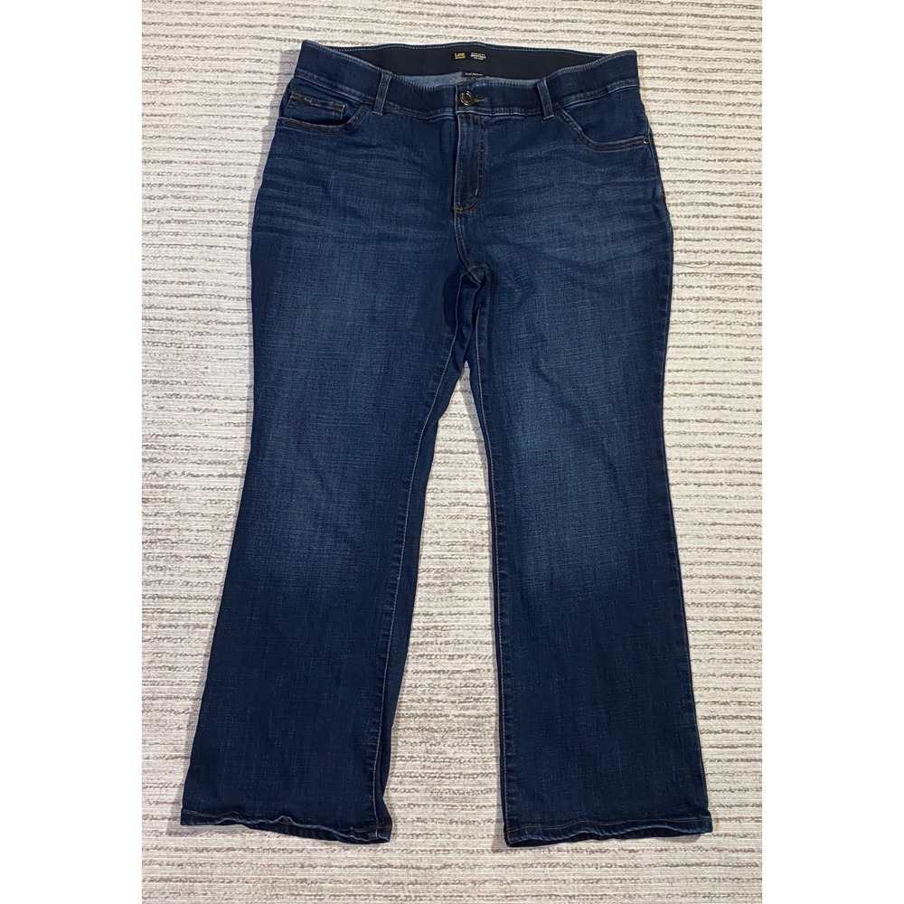 Lee Womens Flex Motion‎ Regular Fit Bootcut Jeans Dark Wash Mid Rise 16W Petite